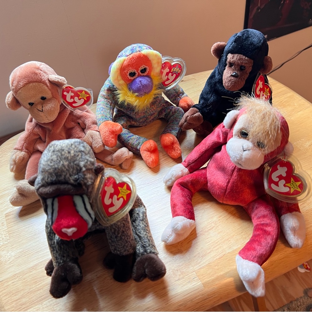 TY Beanie Babies Lot (5) Monkeys